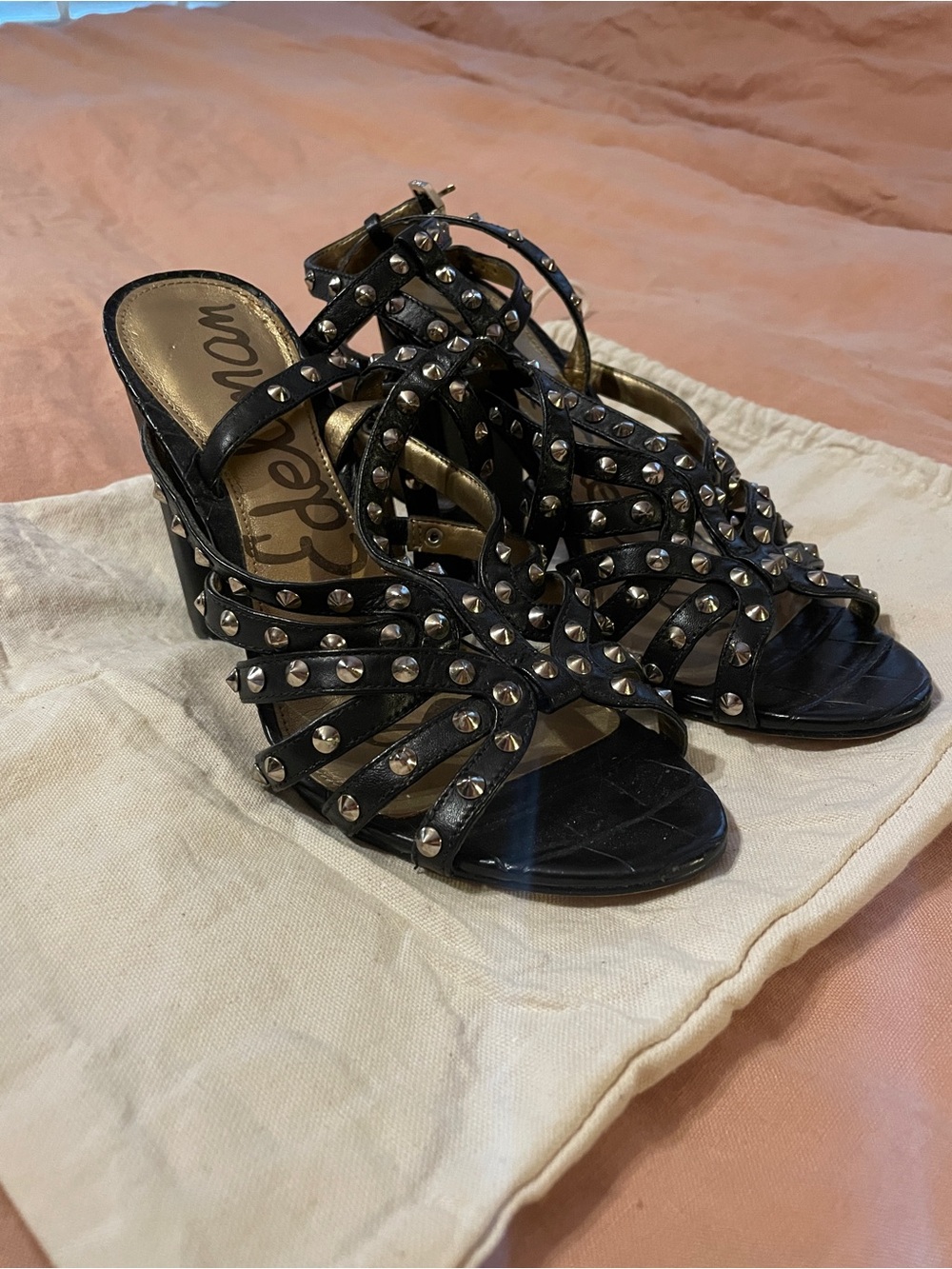 Sam Edelman Black Studded Strappy Heels